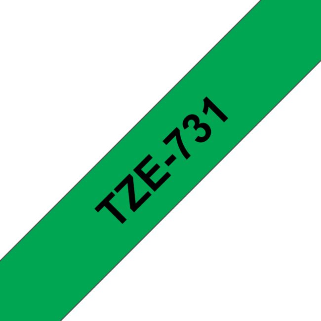 ORIGINAL Brother Nastro Nero su verde TZe-731 TZ-731 12 mm x 8 m, laminato - Brother - 4977766691352