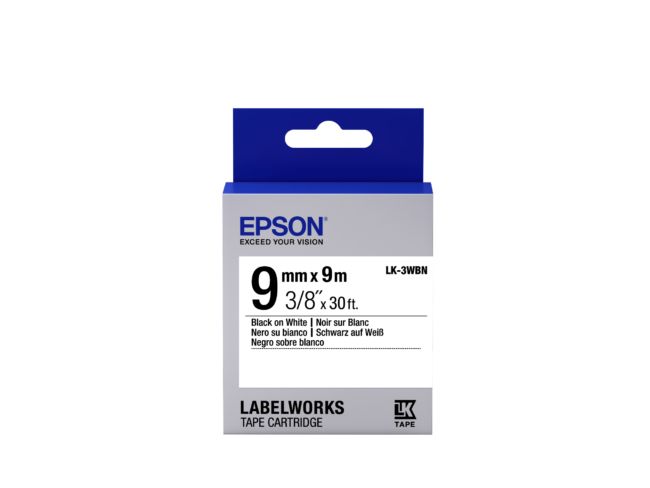 ORIGINAL Epson Nastro Nero su bianco LK-3WBN C53S653003 - Epson - 8715946611143