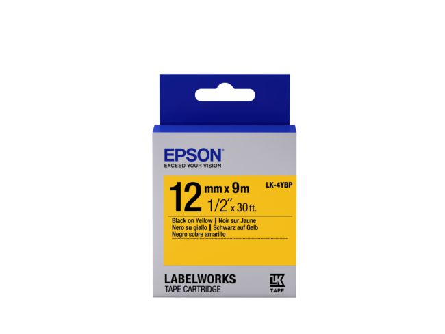 ORIGINAL Epson Nastro Nero su giallo LK-4YBP C53S654008 - Epson - 8715946611235