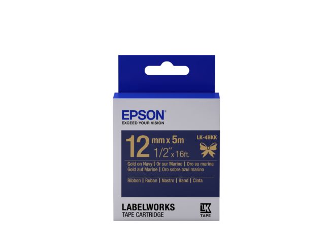 ORIGINAL Epson Nastro LK-4HKK C53S654002 Nastro satinato per etichettatrici Epson LK-4HKK oro/blu 12 mm (5 m) - Epson - 8715946611211