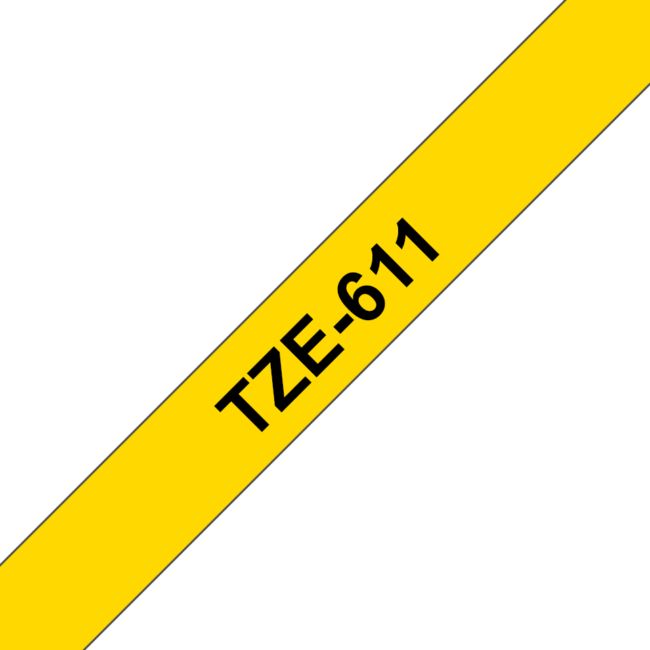 ORIGINAL Brother Nastro Nero su giallo TZe-611 TZ-611 6 mm x 8 m, laminato - Brother - 4977766686624