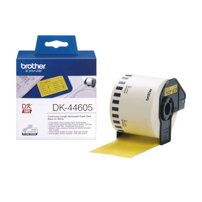ORIGINAL Brother Etichette Nero su giallo DK-44605 - Brother - 4977766635158