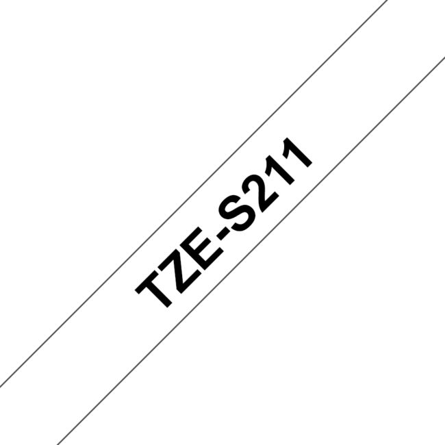ORIGINAL Brother Nastro Nero su bianco TZe-S211 TZ-S211 6 mm x 8 m, laminato, adesivo extra forte - Brother - 4977766693028