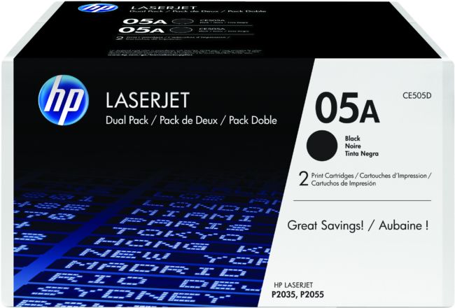 ORIGINAL HP Multipack nero CE505D 05A Confezione doppia da 2.300 pag. cad. - HP - 886111645091