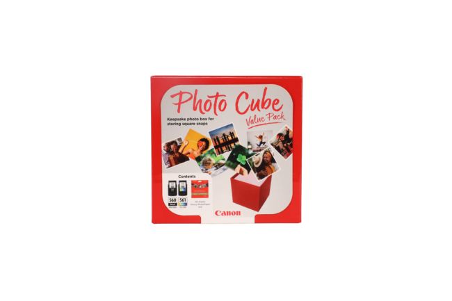 ORIGINAL Canon Value Pack nero / differenti colori PG-560+CL-561 Photo Cube + 13x13 cm Photo Paper Plus Glossy II 40 Blatt ~360 Seiten - Canon - 8714574676364