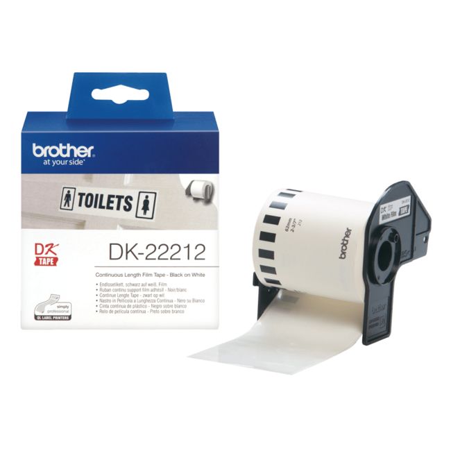 ORIGINAL Brother Etichette Nero su bianco DK-22212 etichetta a lunghezza continua, 62mm bianco 15,24m - Brother - 4977766628211