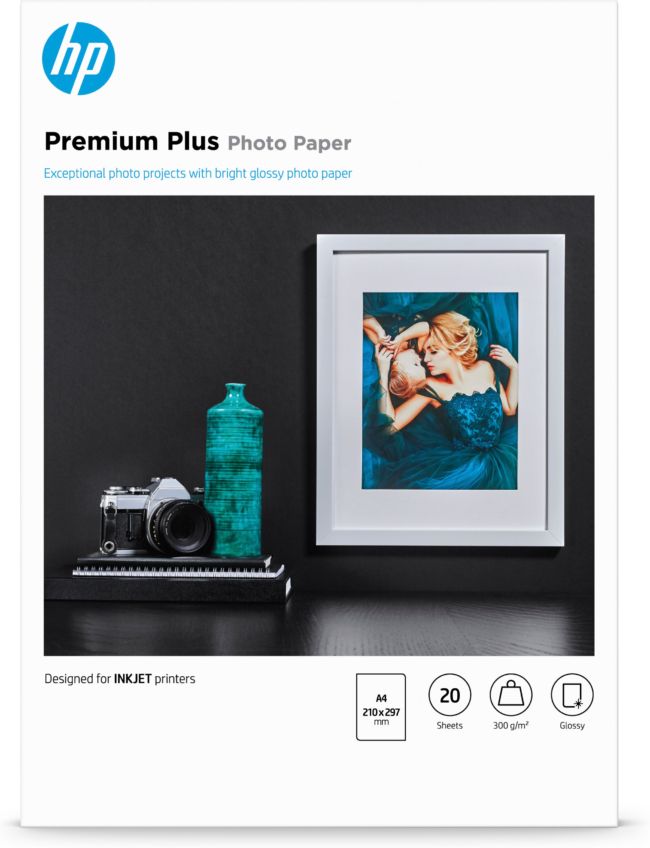 ORIGINAL HP Carta Bianco CR672A Premium Plus 20 fogli, DIN A4, premio più carta fotografica lucido - HP - 886111138876