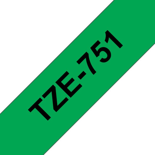 ORIGINAL Brother Nastro Nero su verde TZe-751 TZ-751 24 mm x 8 m, laminato - Brother - 4977766692434
