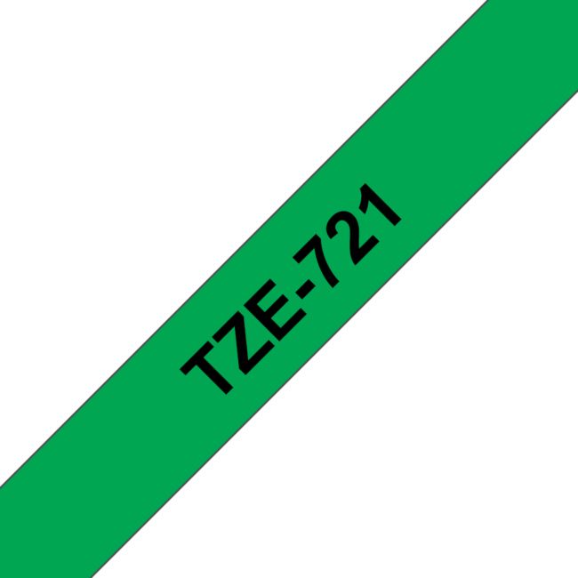 ORIGINAL Brother Nastro Nero su verde TZe-721 TZ-721 9 mm x 8 m, laminato - Brother - 4977766693059