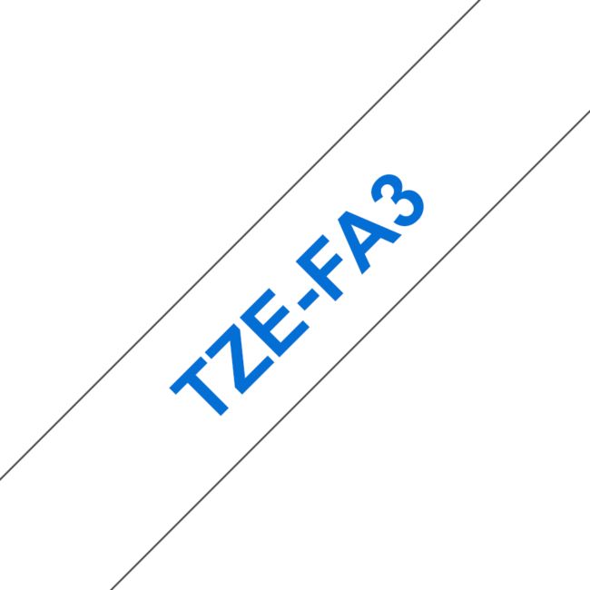 ORIGINAL Brother Nastro Blu su bianco TZe-FA3 TZ-FA3 12 mm x 3 m, banda applicabile con stiratura - Brother - 4977766691710