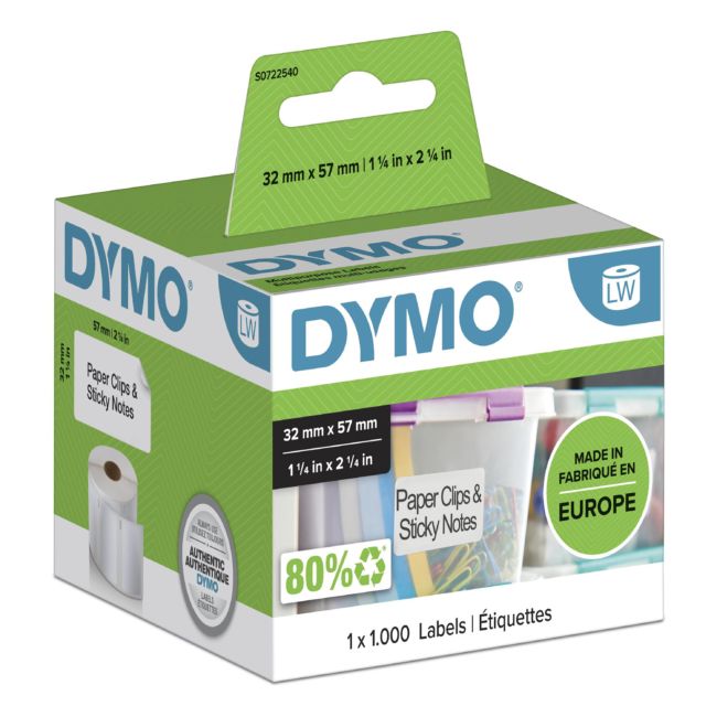 ORIGINAL DYMO Etichette Bianco S0722540 11354 Etichette, 57x32mm, bianco, 1000 pezzi. - DYMO - 5411313113540