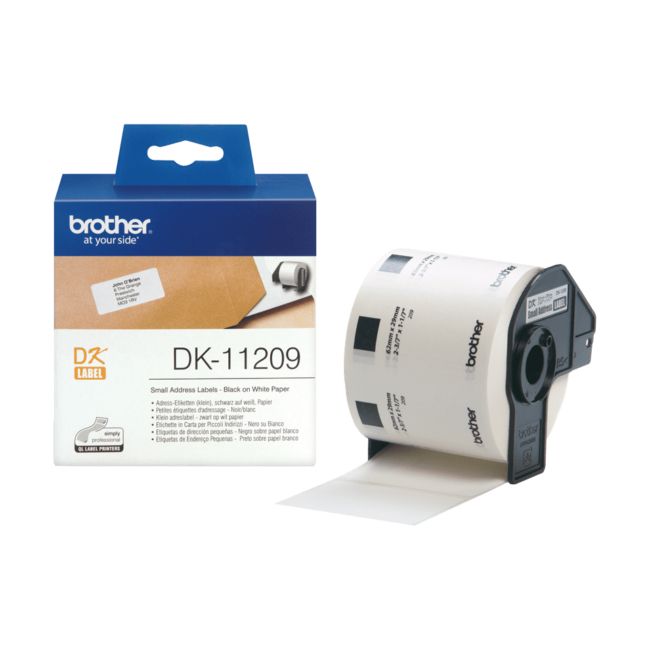 ORIGINAL Brother Etichette Nero su bianco DK-11209 etichette in carta per indirizzi, 29x62 mm bianco 800 et./ruolo - Brother - 4977766628136