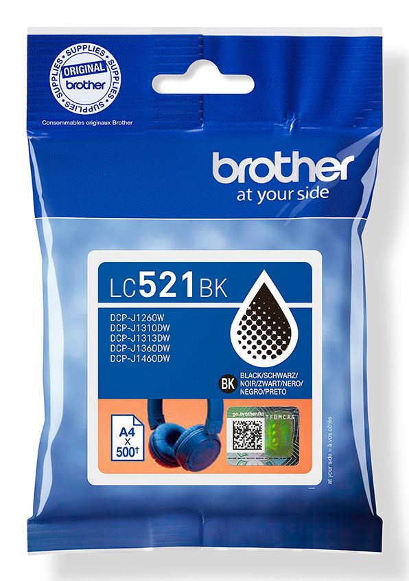 ORIGINAL Brother Cartuccia d'inchiostro nero LC521BK LC-521BK ~500 Seiten - Brother - 4977766839174
